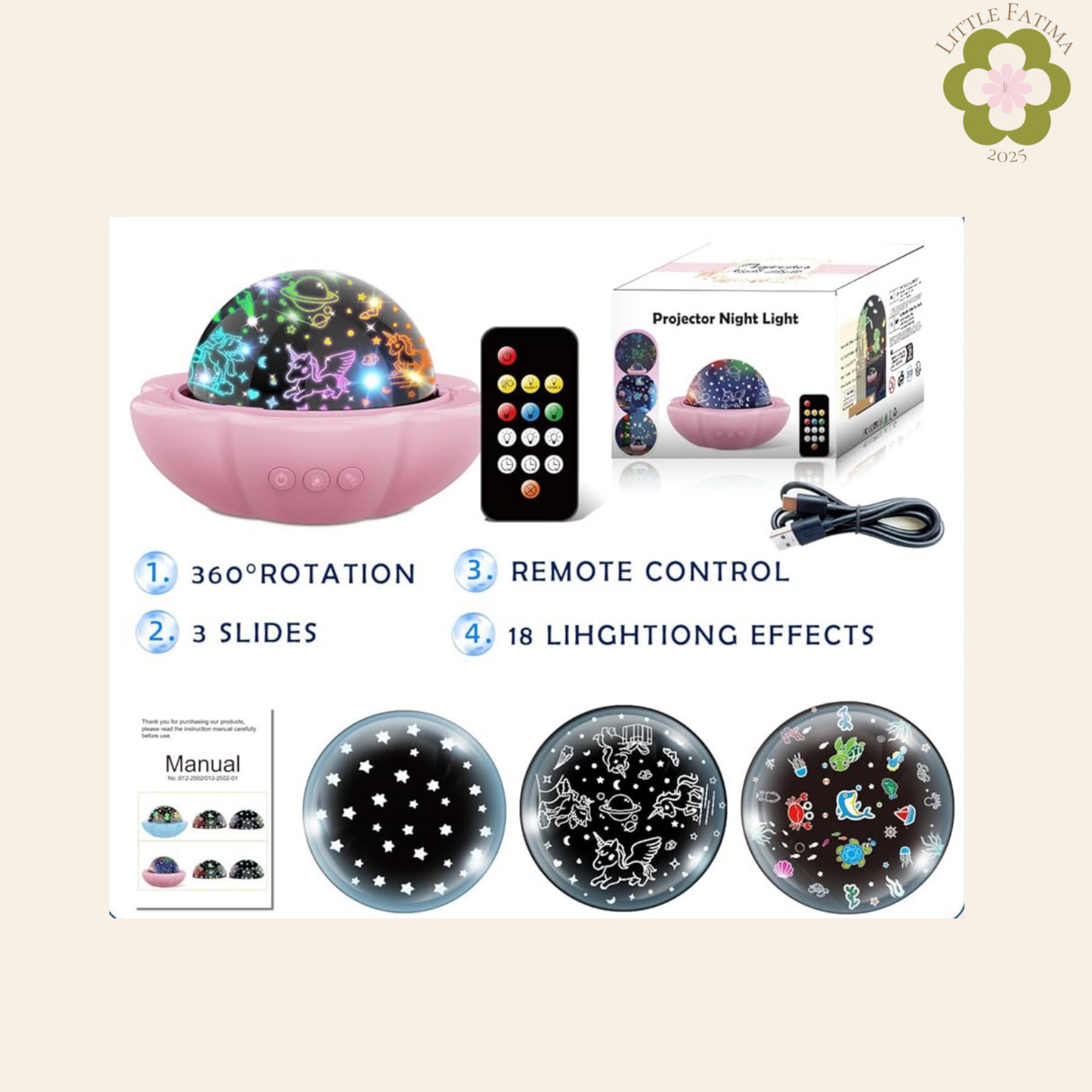 🌙 Proyector de luz nocturna con control remoto