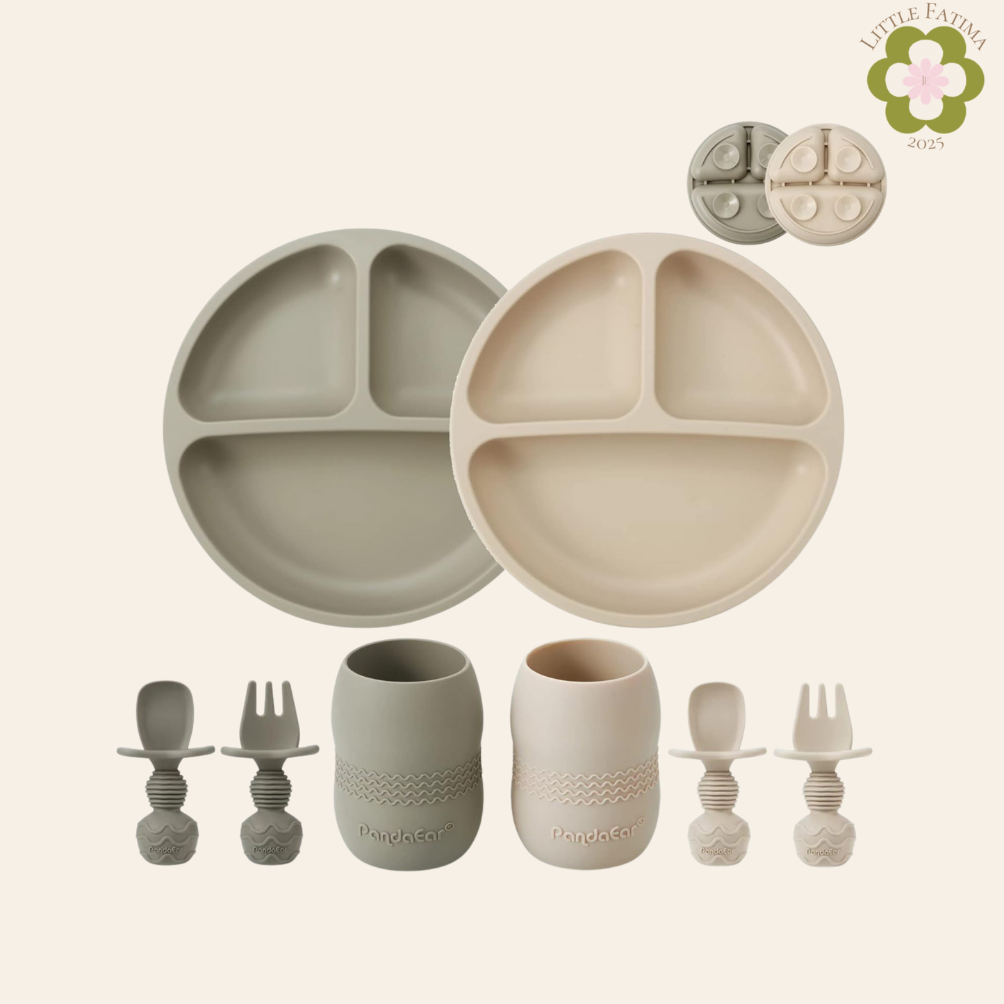 Set de vajilla en silicona para bebé – PandaEar (8 piezas)