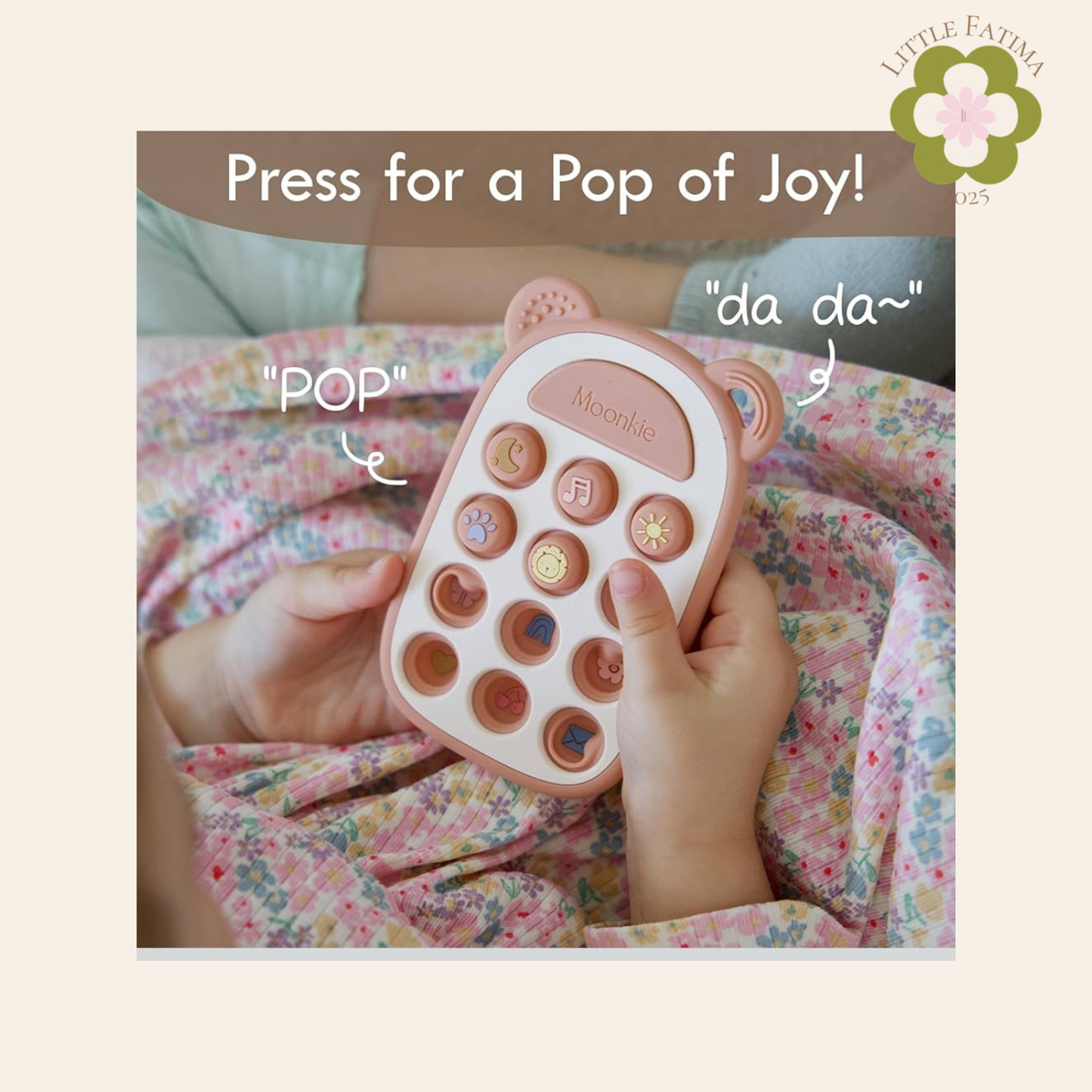 Juguete sensorial “Phone Press” de silicona – Moonkie 📱🧸