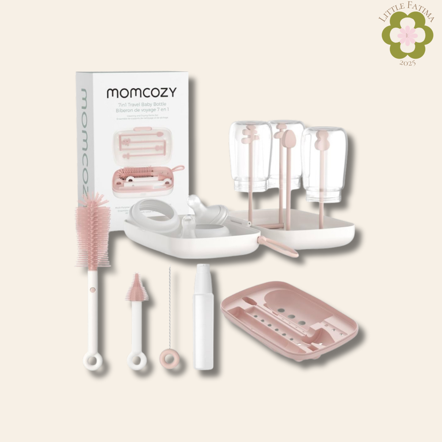🍼 Momcozy – Set de limpieza y secado de biberones 7 en 1 (Travel Kit)