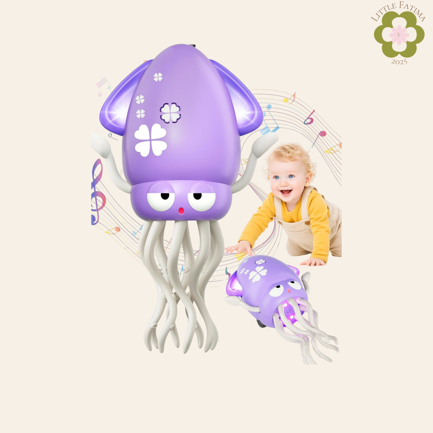 🦑 Calamar musical interactivo – Juguete de estimulación para bebés