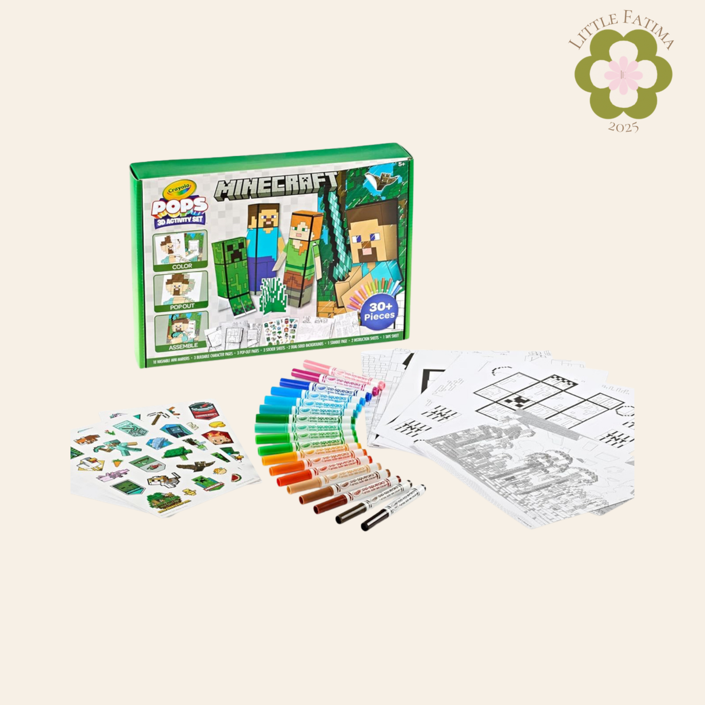 🎨 Set de Actividades 3D Minecraft – Crayola Pops