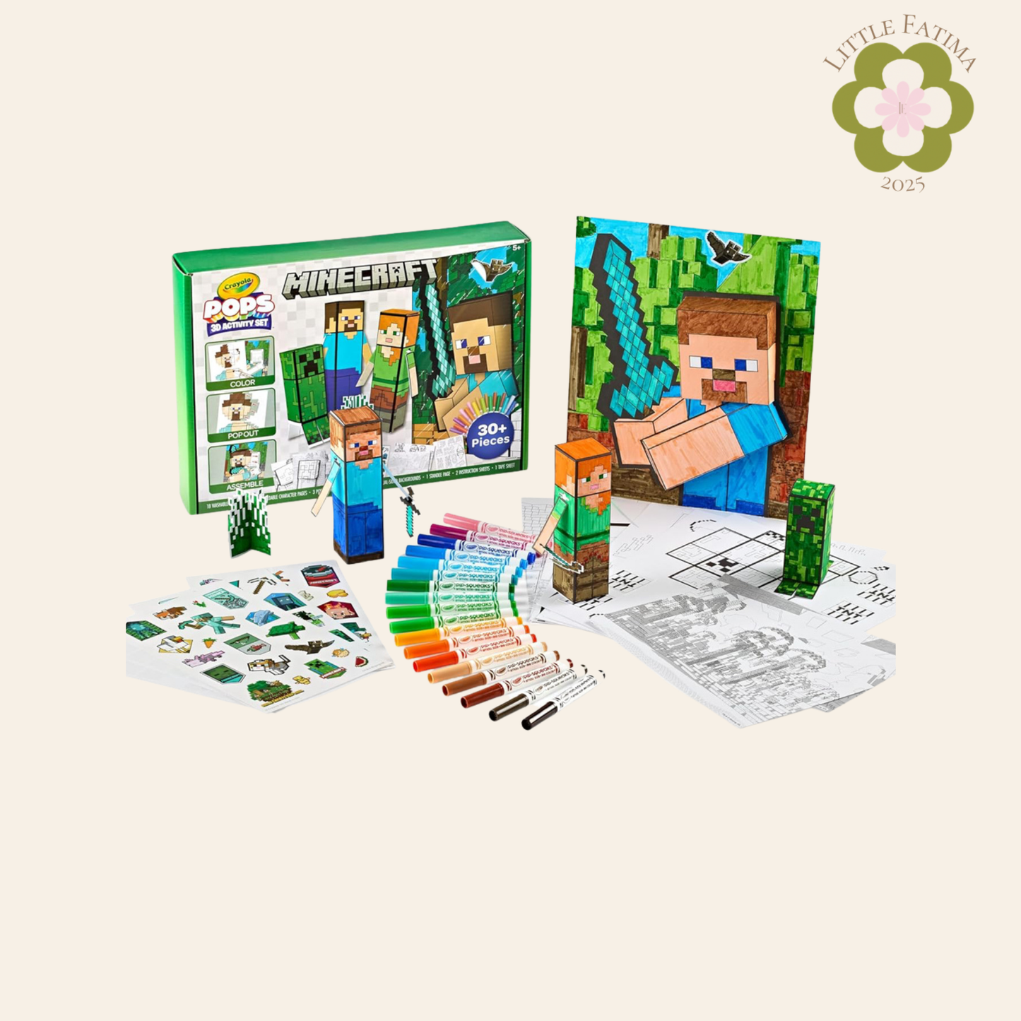🎨 Set de Actividades 3D Minecraft – Crayola Pops
