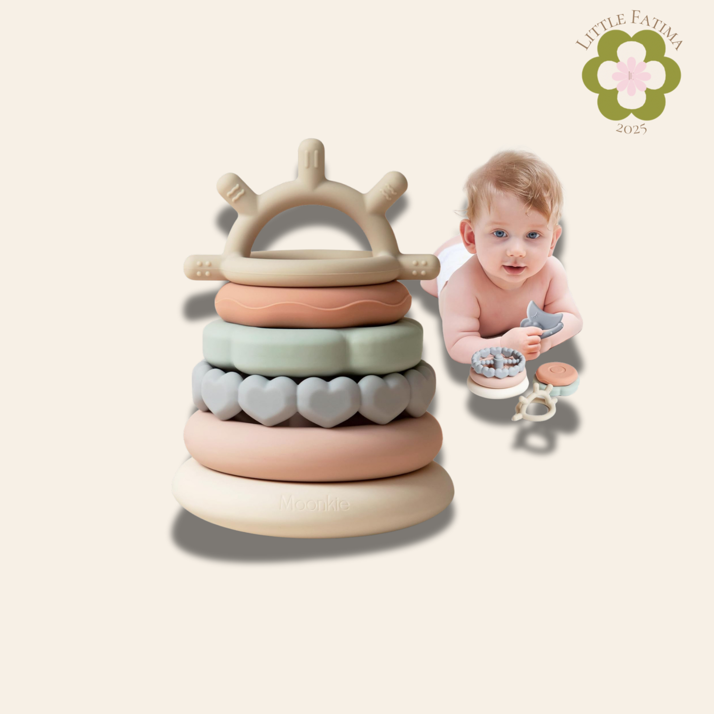 🌙 Moonkie – Juguete Apilable de Silicona (7 piezas)