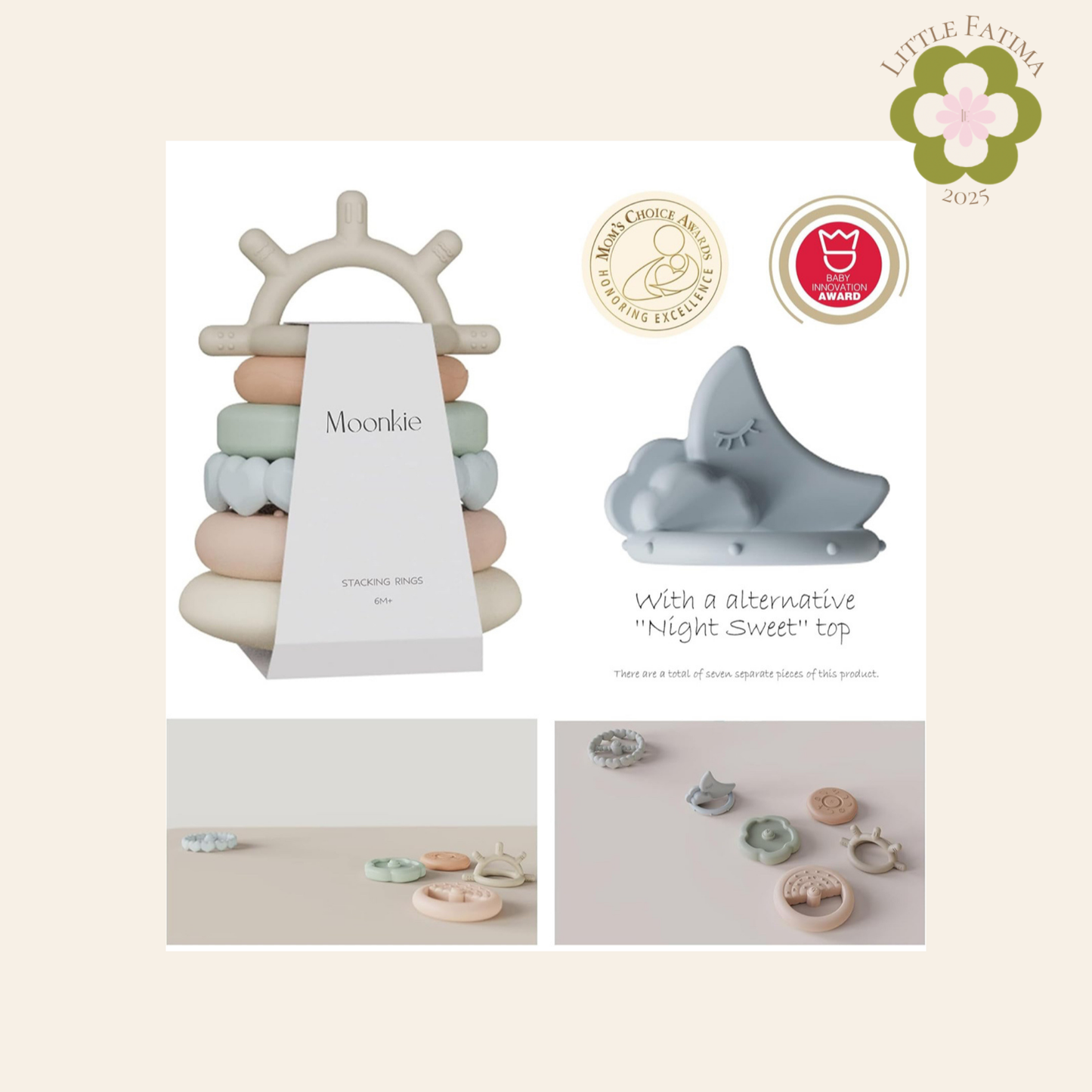 🌙 Moonkie – Juguete Apilable de Silicona (7 piezas)