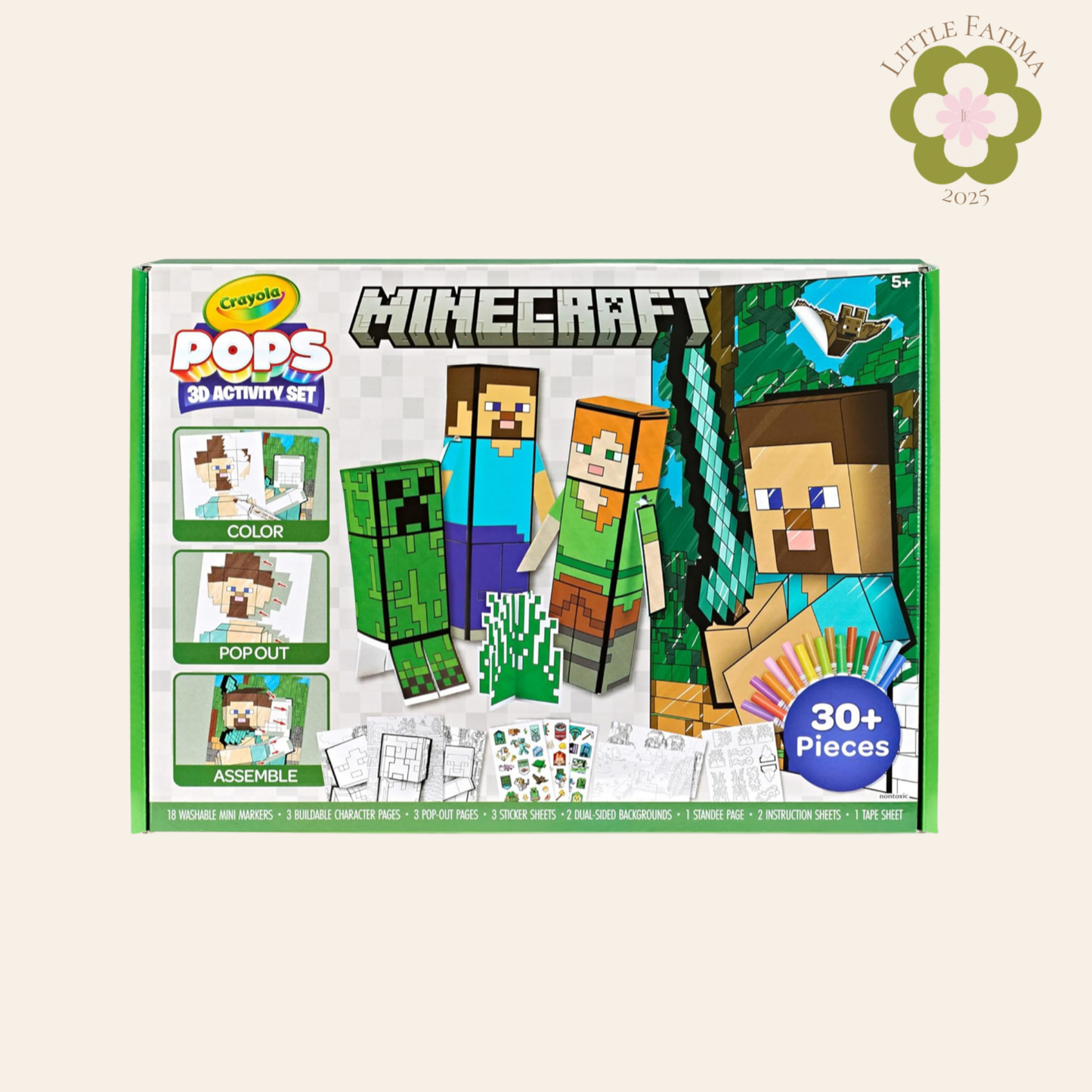 🎨 Set de Actividades 3D Minecraft – Crayola Pops