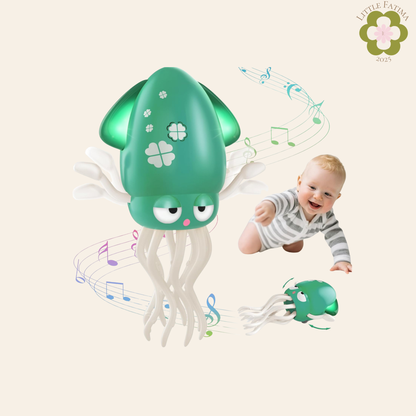 🦑 Calamar musical interactivo – Juguete de estimulación para bebés