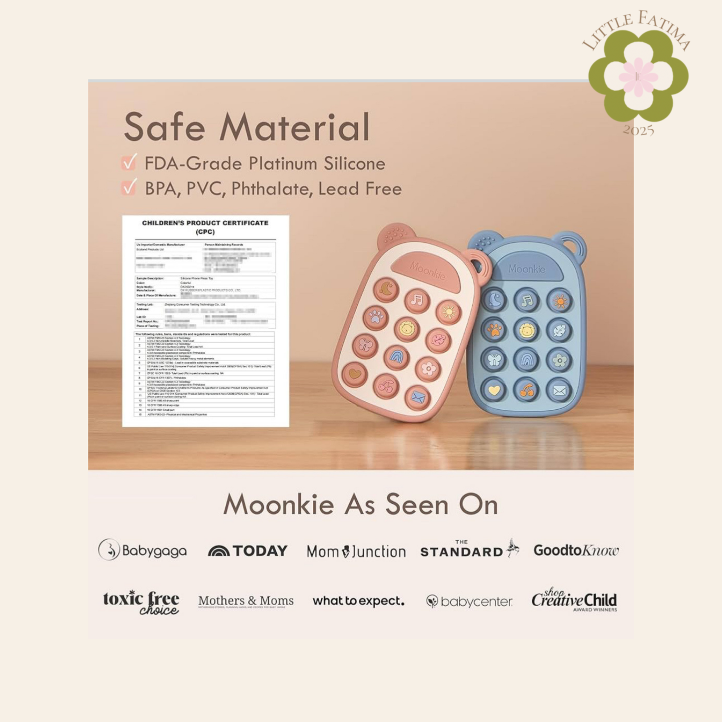 Juguete sensorial “Phone Press” de silicona – Moonkie 📱🧸