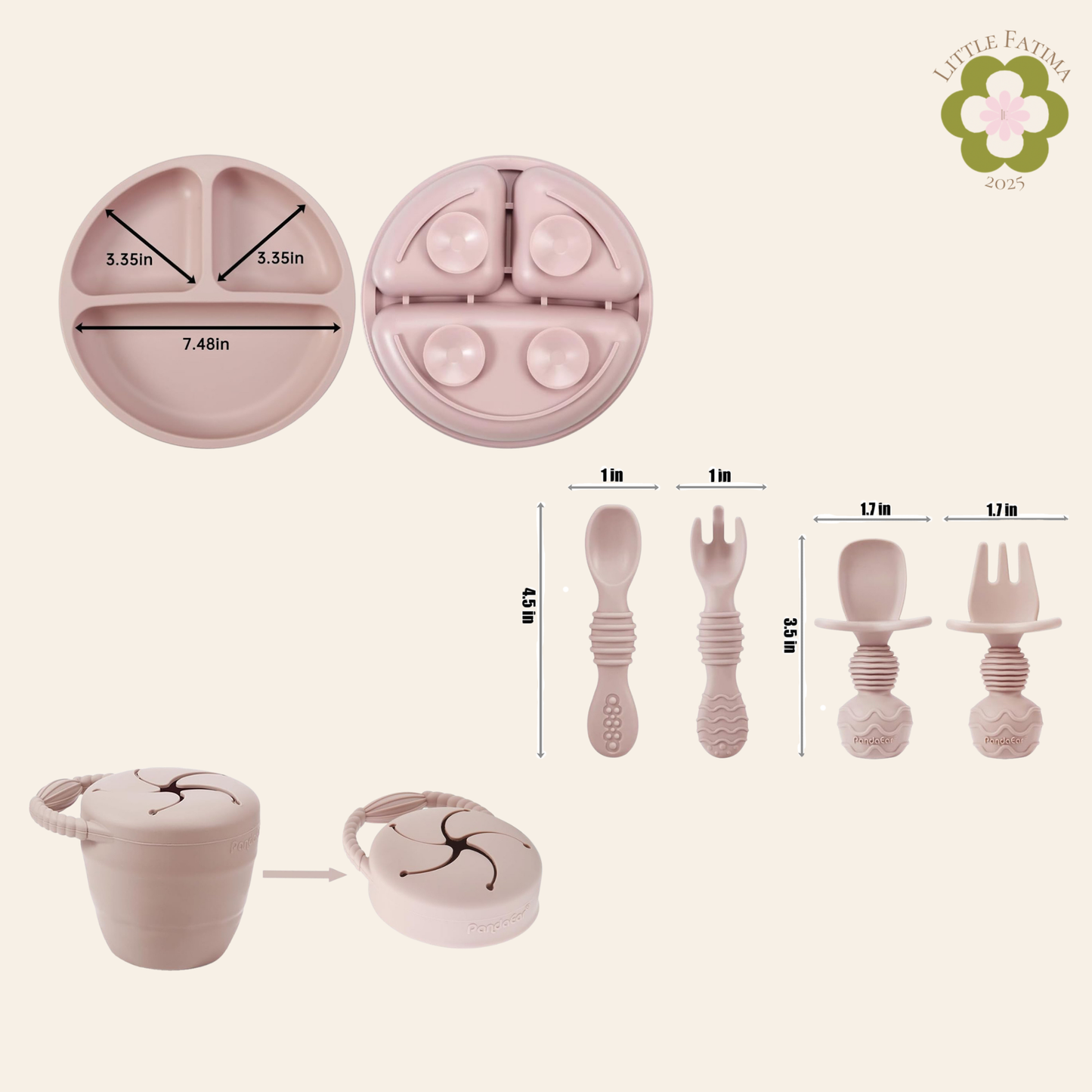 Set de alimentación de silicona – PandaEar (9 piezas)