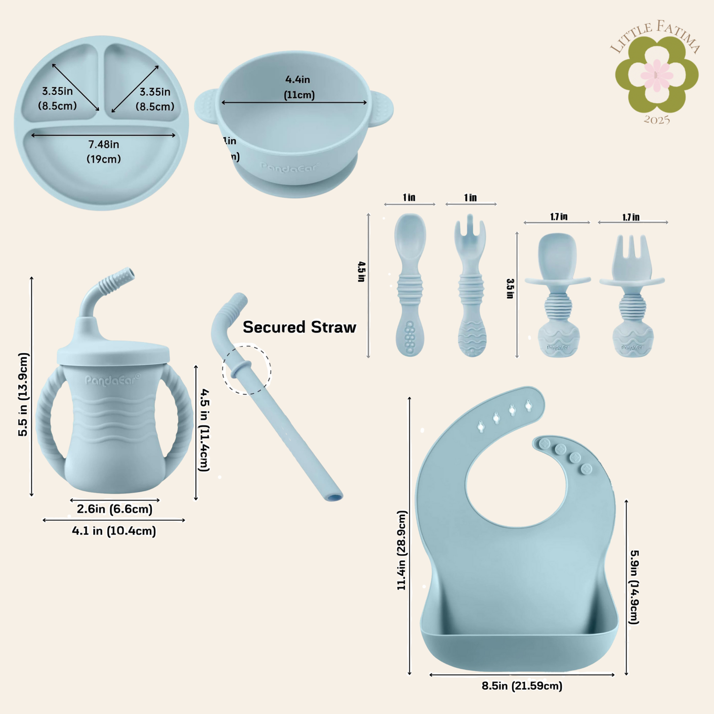 Set de alimentación de silicona – PandaEar (9 piezas)